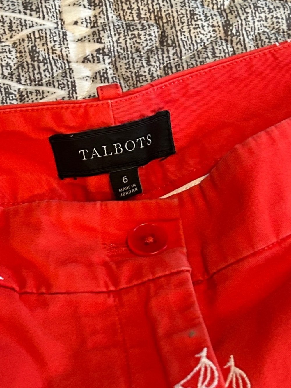 Talbots Red Embroidered Sailboat Bermuda Shorts - Picture 3 of 5